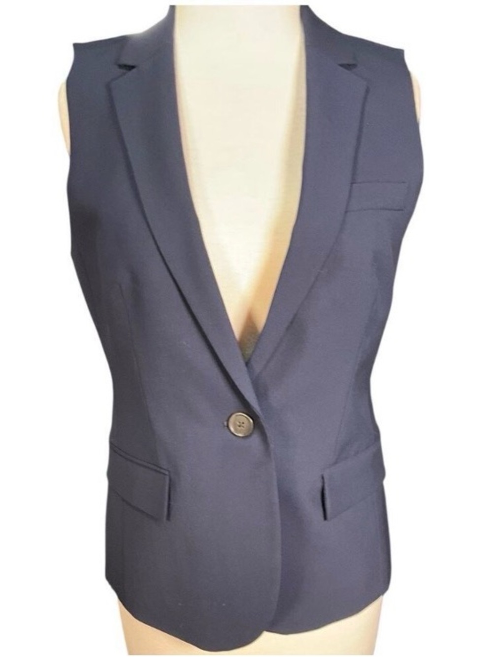 J. Crew Tollegno 1900 Wool Vest Navy Size 2